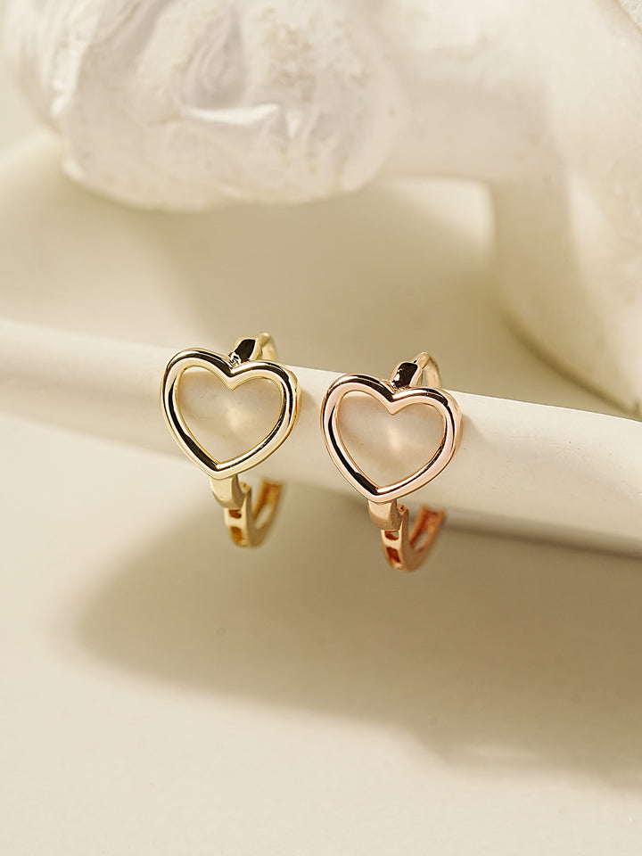 14K 18K Simple Heart Line Cartilage Hoop Earring