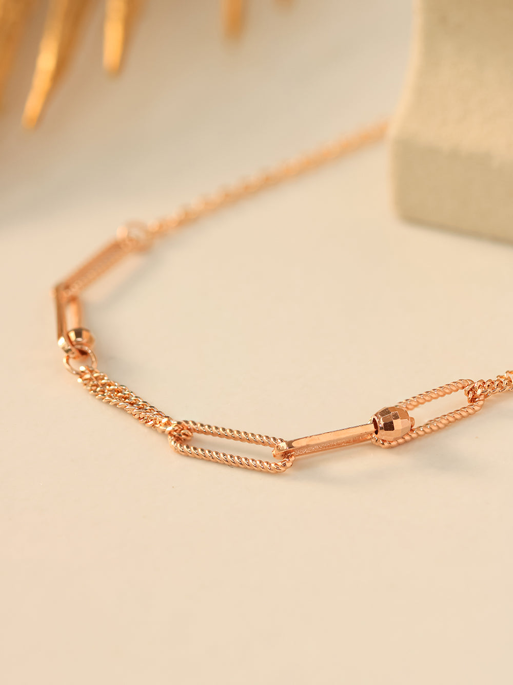 14K 18K Gold Cutting Ball Mixed Clip Chain Anklet