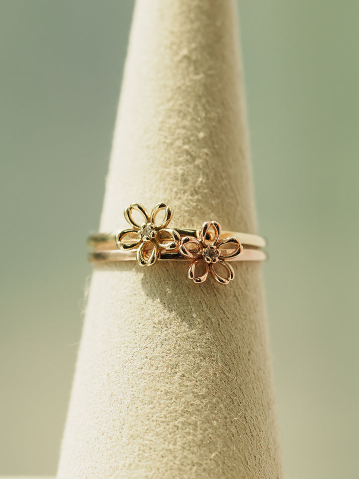 14K 18K Daisy Flower Layered Ring