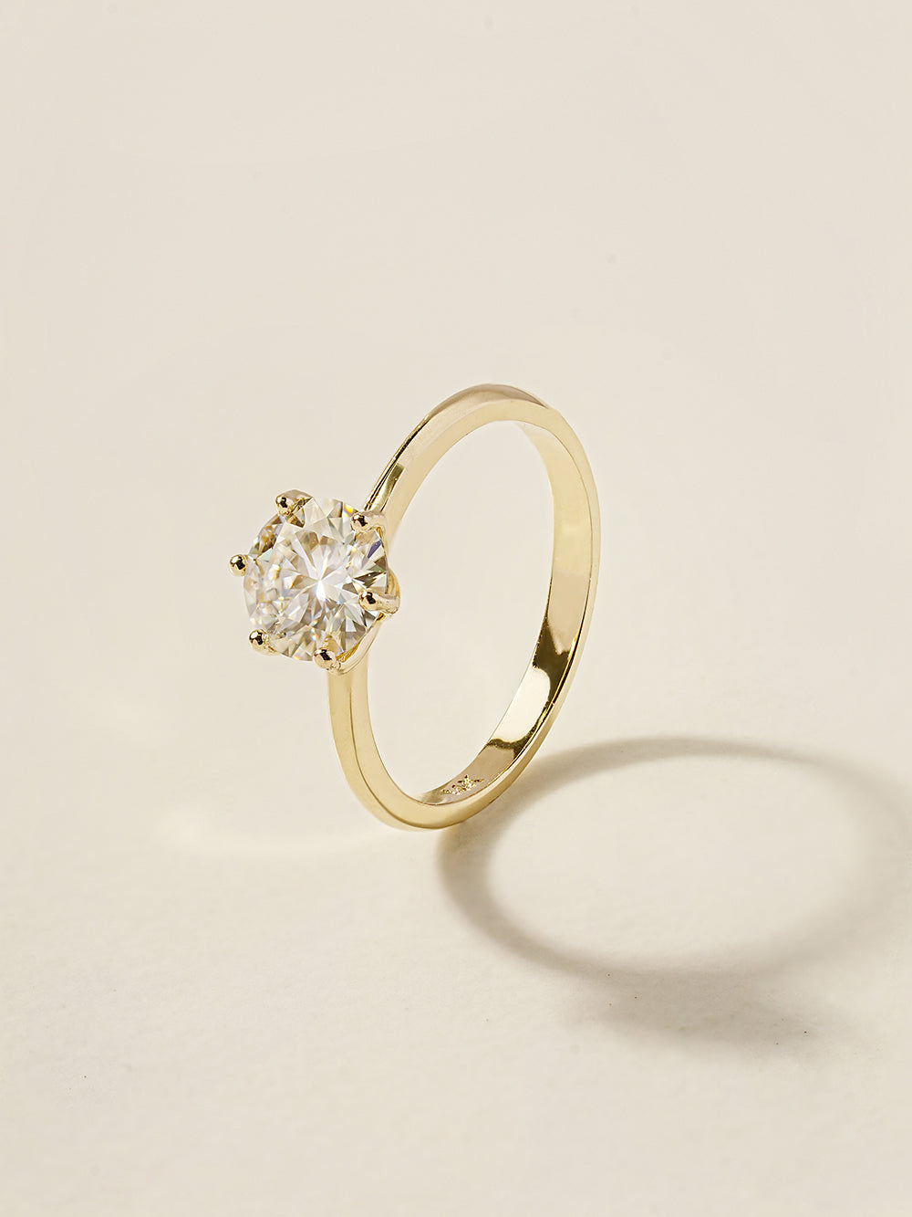 14K 18K Moissanite 6 Pronged Ring