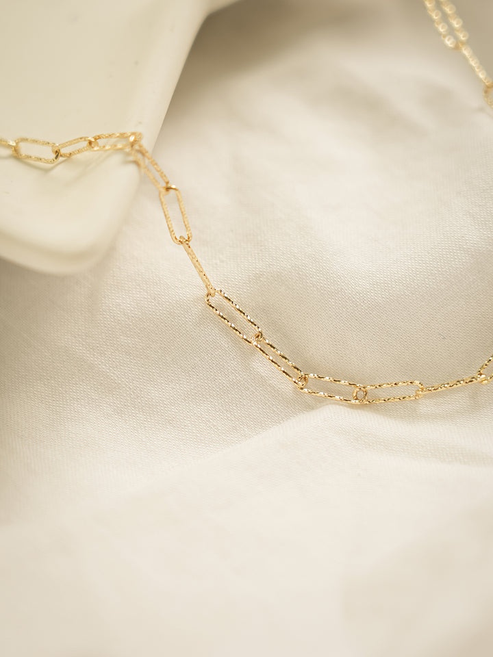 14K Gold Link Clip Chain Necklace