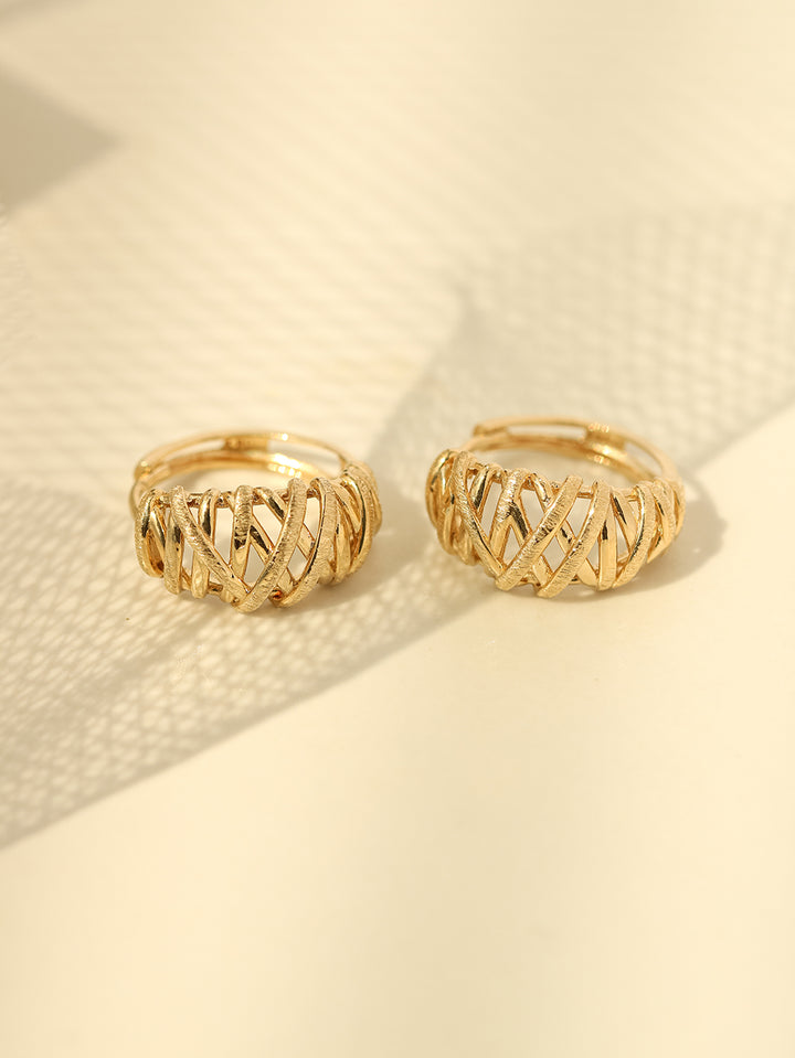 14K 18K Gold Mesh Cartilage Hoop Earring