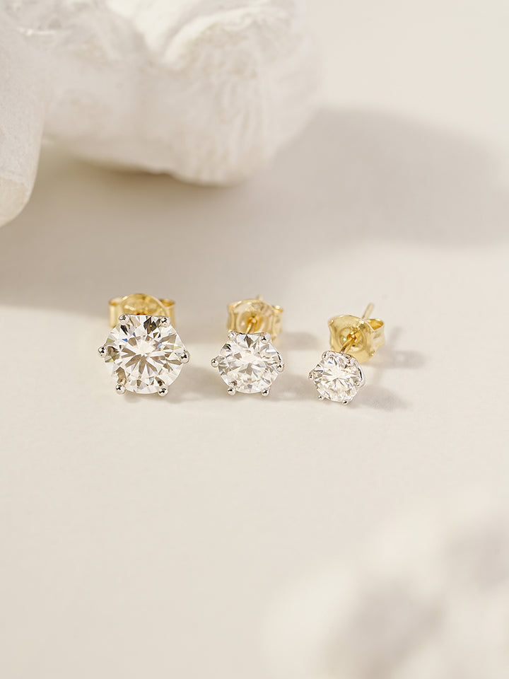 14K Gold Moissanite Crown Stud Earring