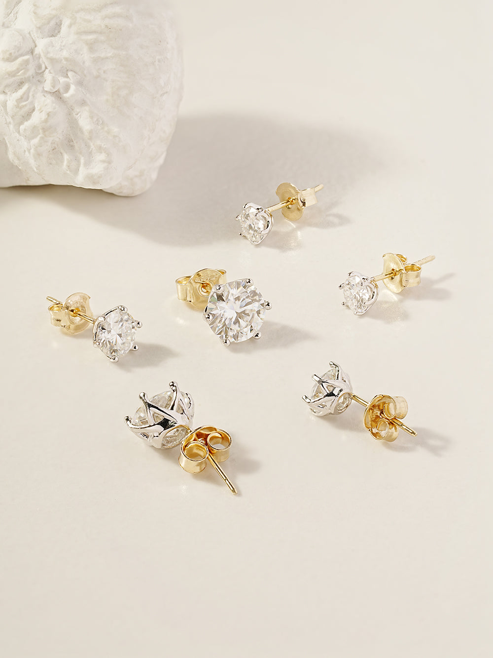 14K Gold Moissanite Crown Stud Earring