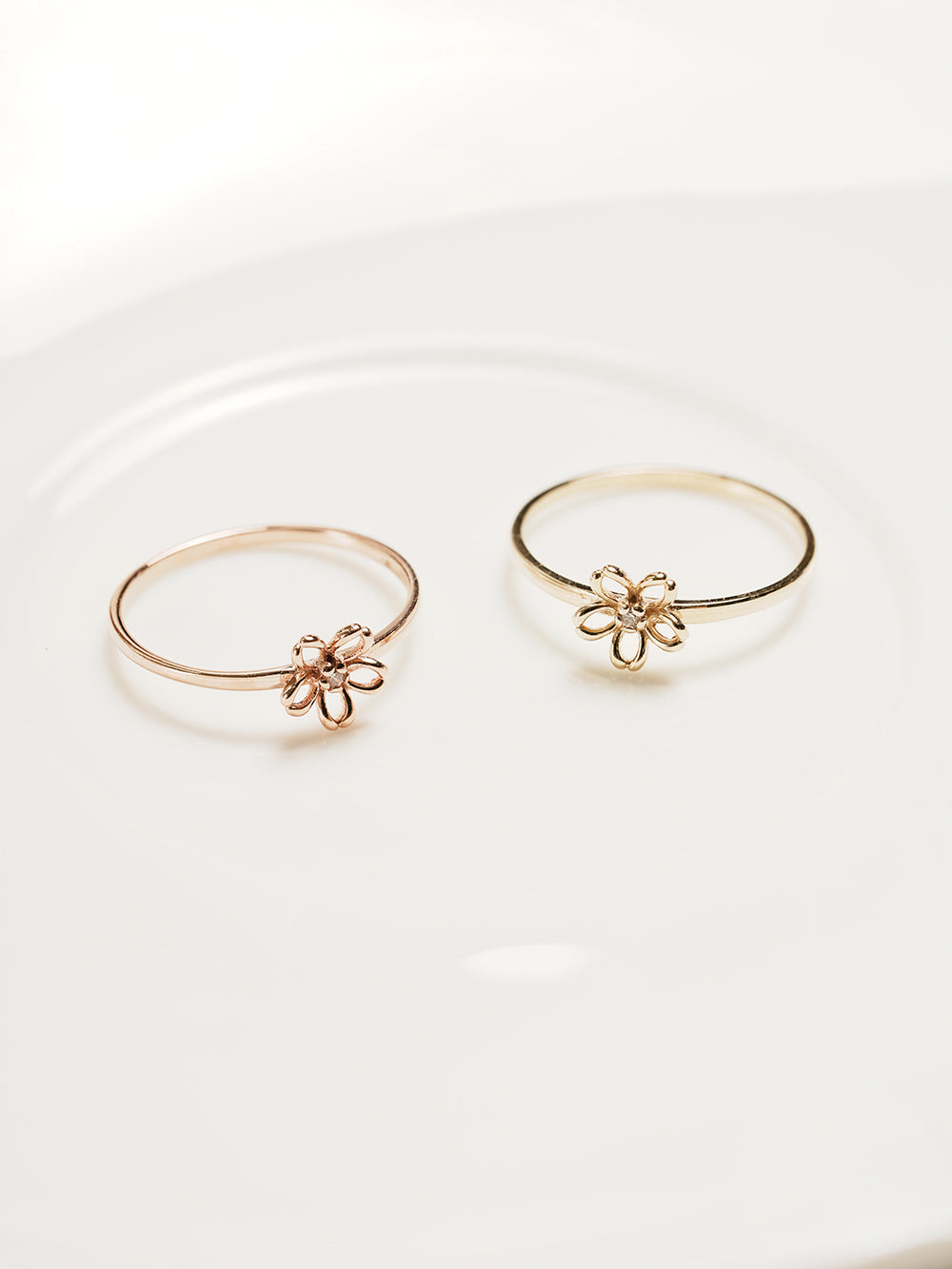 14K 18K Daisy Flower Layered Ring