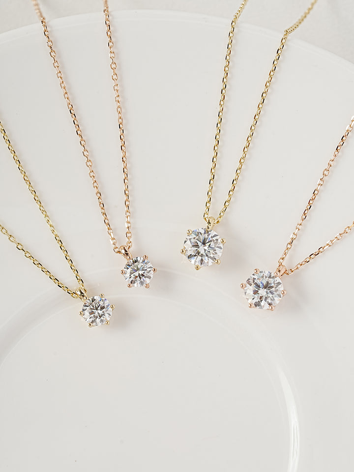 14K 18K Gold Moissanite Crown Necklace