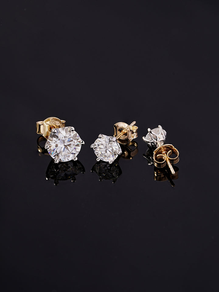 14K Gold Moissanite Crown Stud Earring