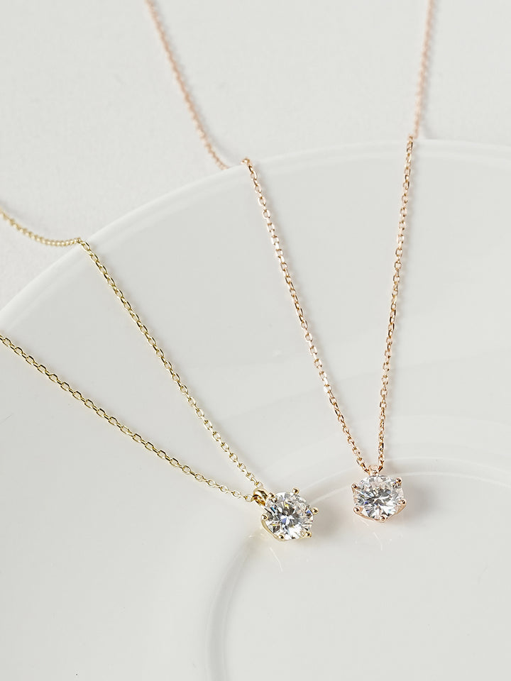 14K 18K Gold Moissanite Crown Necklace