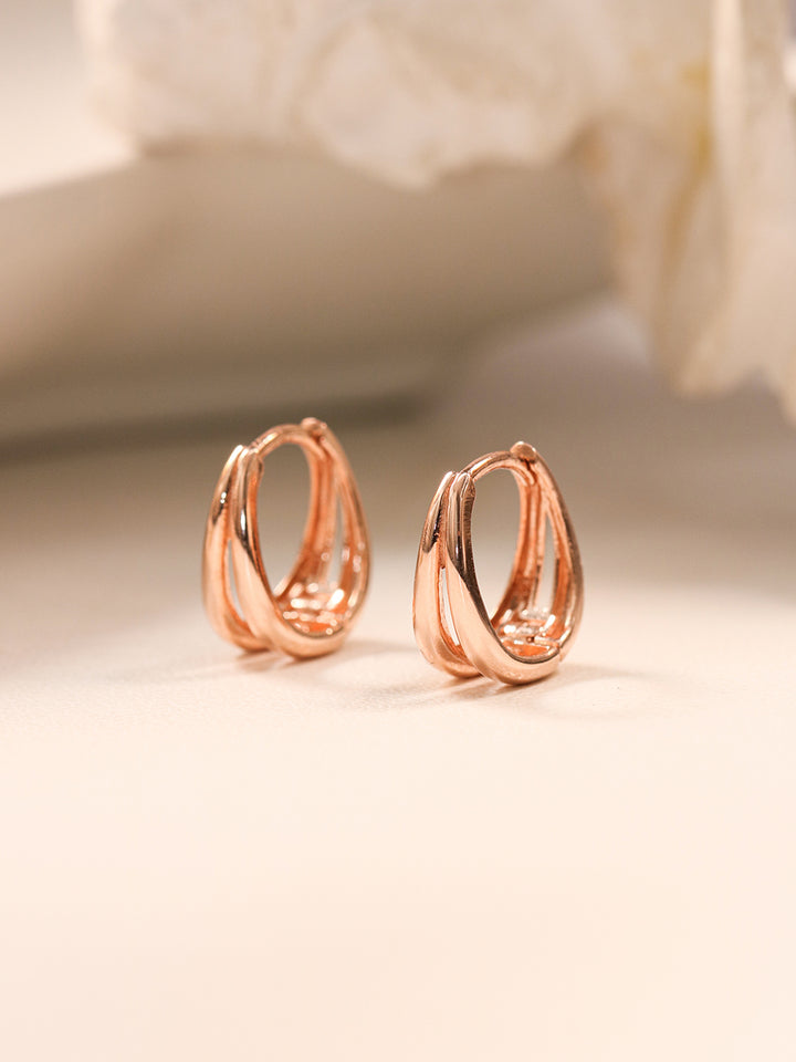 14K 18K Gold Two Lines Oval Shape Cartilage Hoop Earring