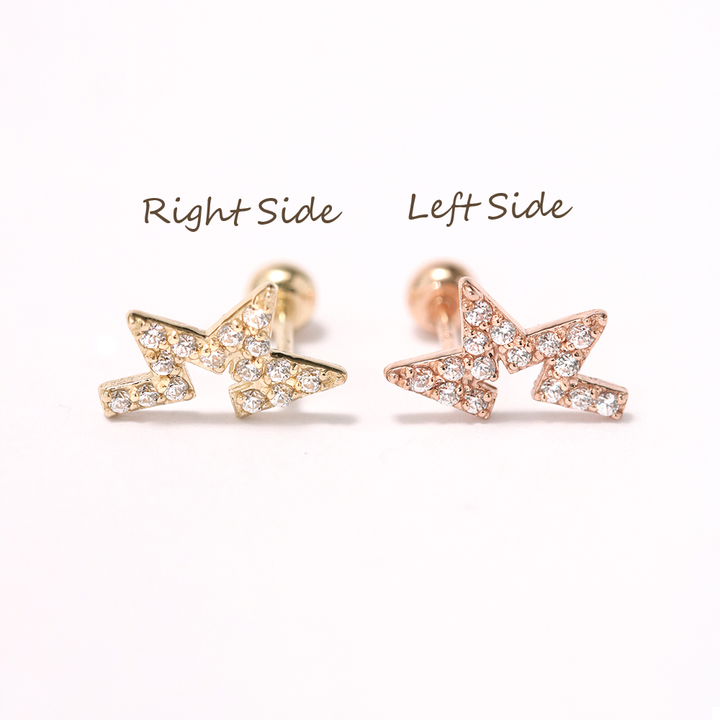 14K Gold Unbalanced Star Cubic Cartilage Earring 20G18G16G