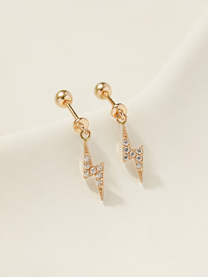 14K Gold Ligthning Drop Cartilage Earring 20G