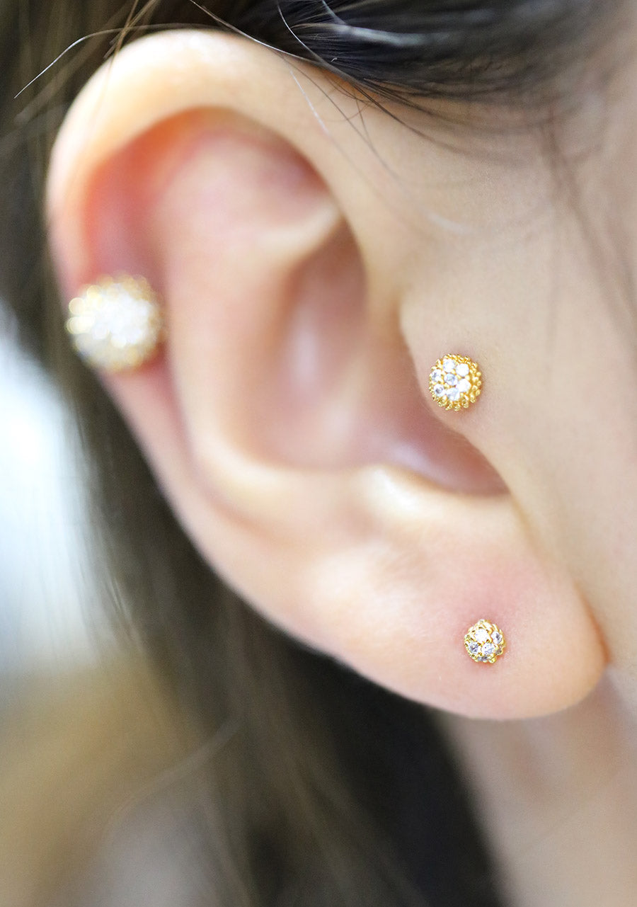 Pave Cubic ball Cartilage earring