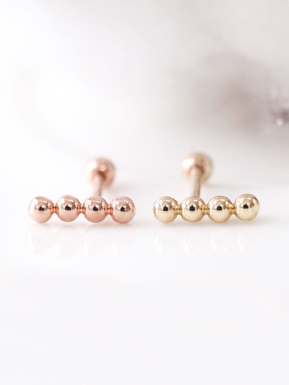 14K Gold Ball Stick Cartilage Earring 18G16G