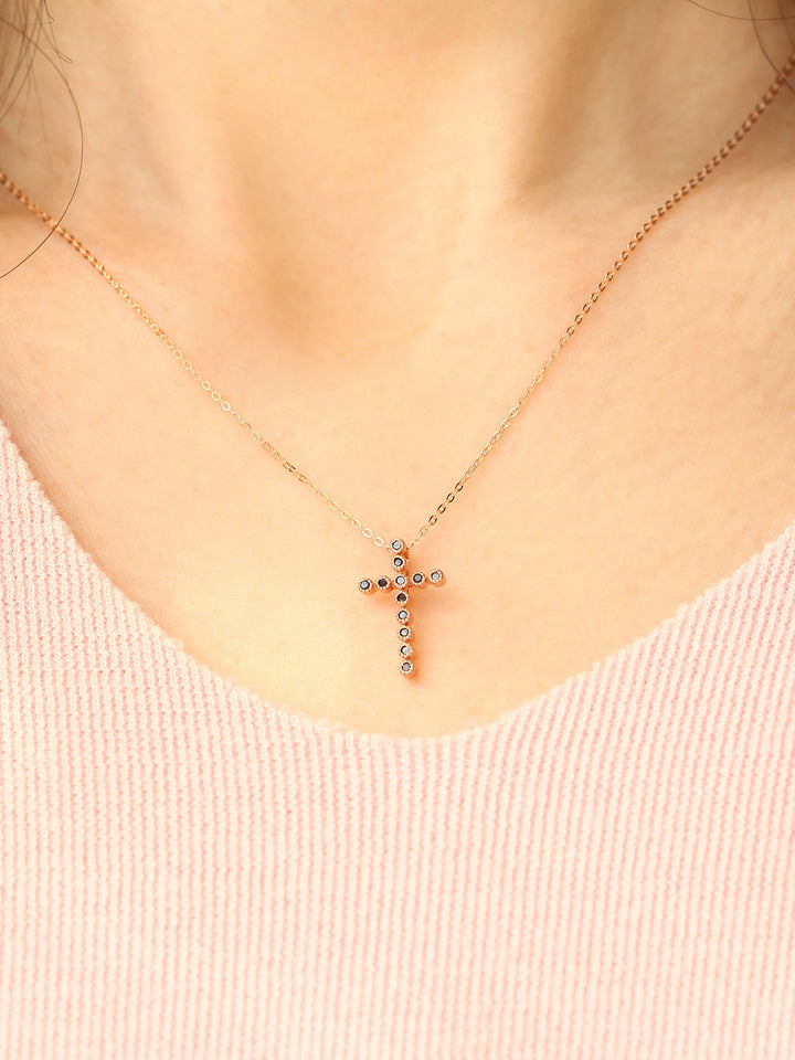 14K 18K Gold Cubic Cross Necklace