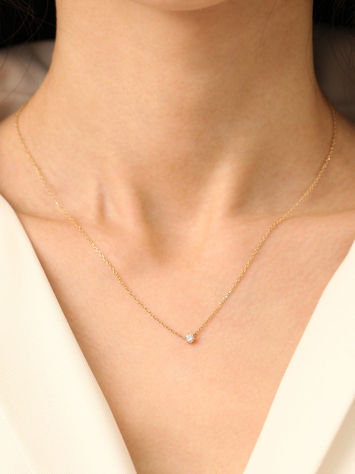 14K 18K Gold Delicate CZ Necklace