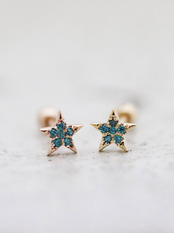 14K Gold CZ Star cartilage earring 18G16G