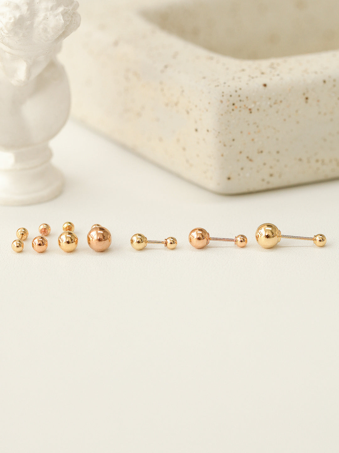 14K Gold Ball Cartilage Earring 2mm/2.5mm/3mm/4mm/5mm/6mm 20g