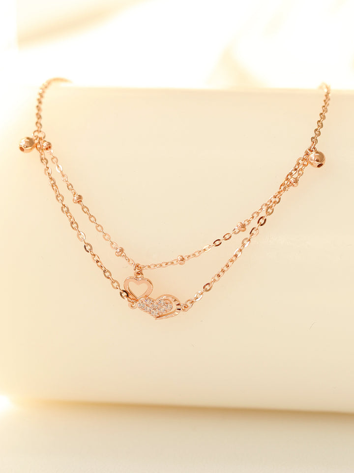 14K 18K Gold Heart Cubic Ball Chain Anklet