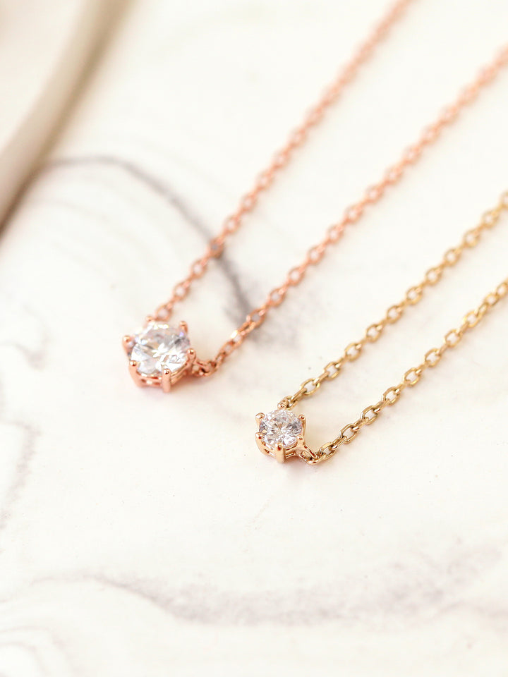 14K 18K Gold Delicate CZ Necklace