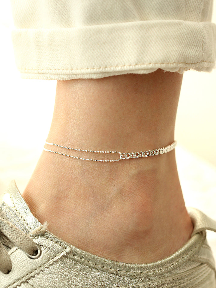 925 Silver 2 Balls Chain Anklet