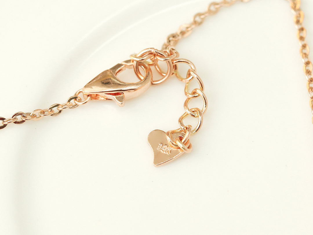 14K 18K Gold Heart Cubic Ball Chain Anklet