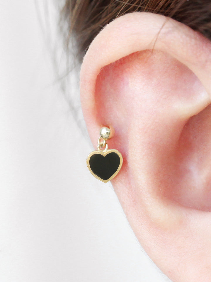 14K Gold Cross / Heart Cartilage earring 20g