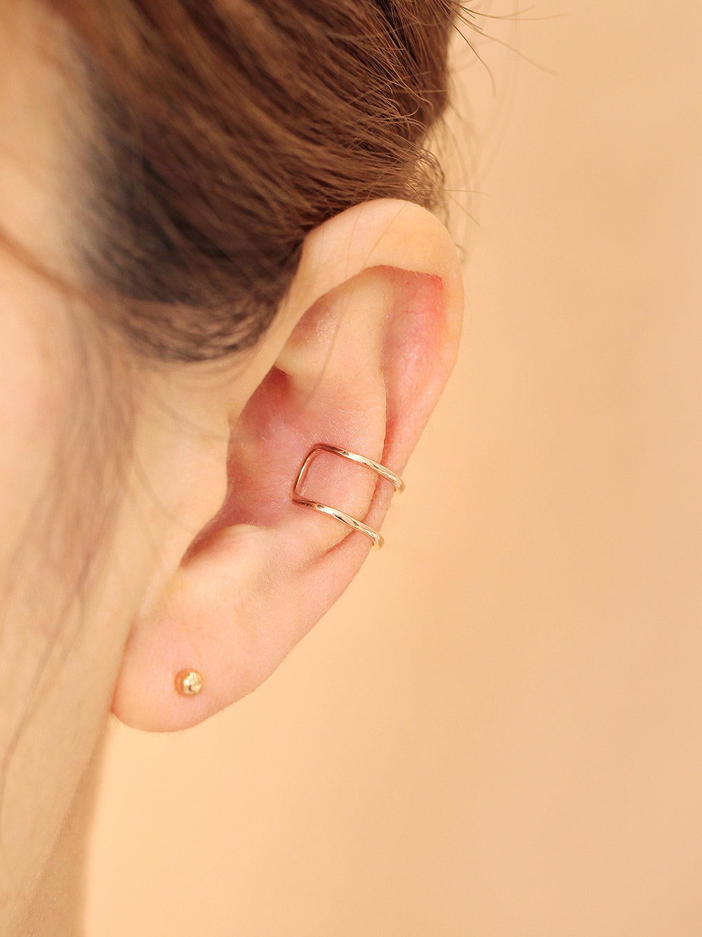 14K Gold Double Hoop Ear Cuff