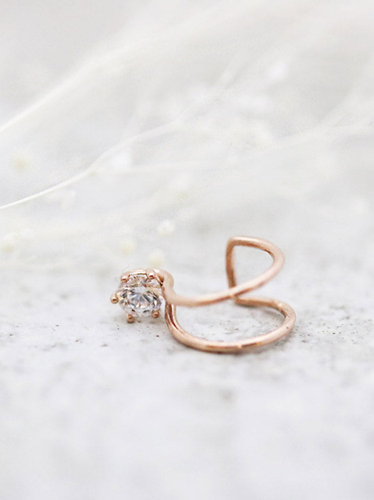 14K Gold Simple CZ ear cuff