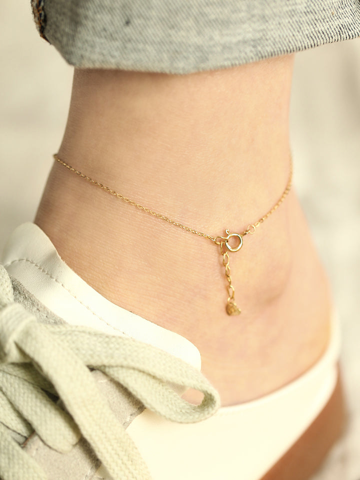 14K 18K Gold simple stick anklet