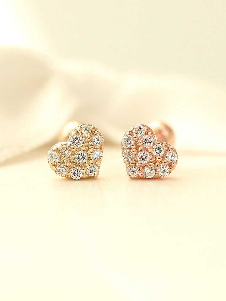 14K Gold Mini Volume Cubic Heart cartilage earring 20g