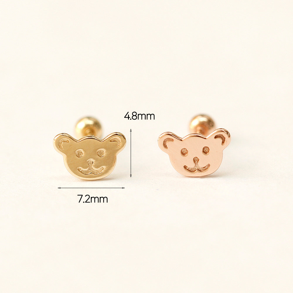 14K Gold Bear Cookie Cartilage Earring 20G18G16G