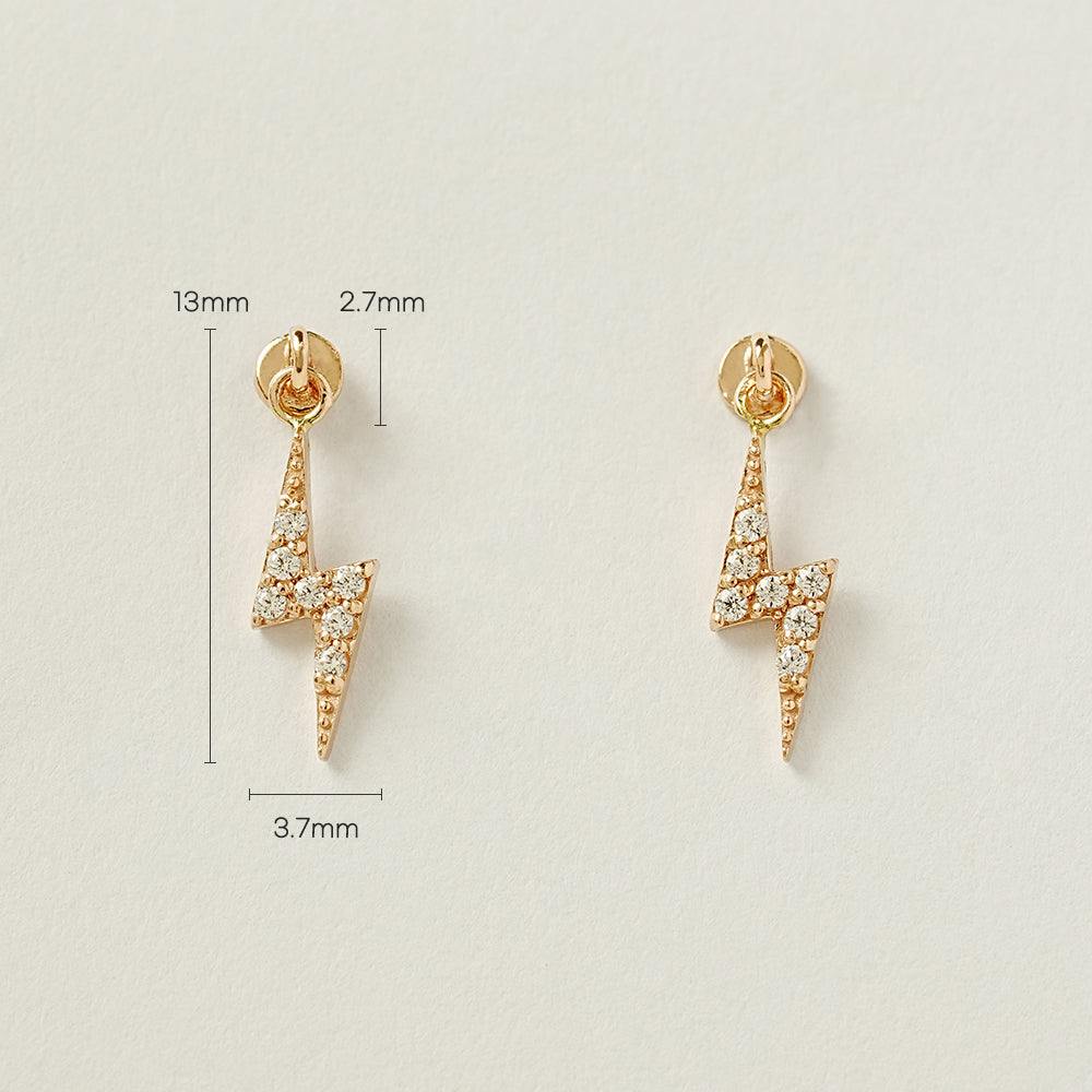 14K Gold Ligthning Drop Cartilage Earring 20G