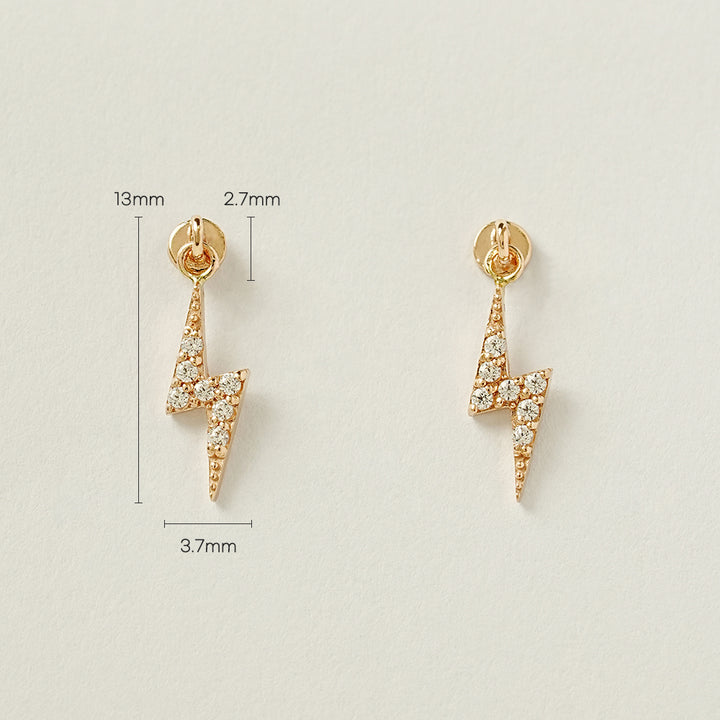 14K Gold Ligthning Drop Cartilage Earring 20G