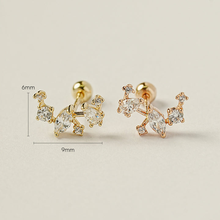 14K Gold Milkyway Cubic Cartilage Earring 20G18G16G