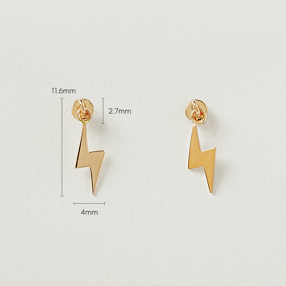 14K Gold Ligthning Drop Cartilage Earring 20G