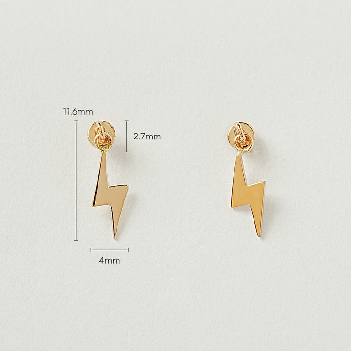 14K Gold Ligthning Drop Cartilage Earring 20G