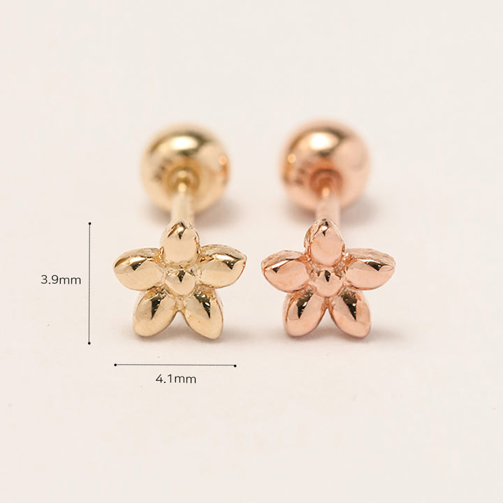 14K Gold Wild Flower Cartilage Earring 20G18G16G