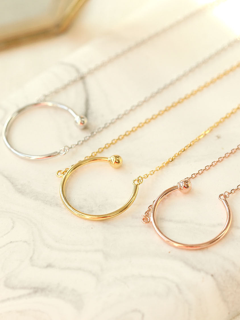 925 silver simple round necklace