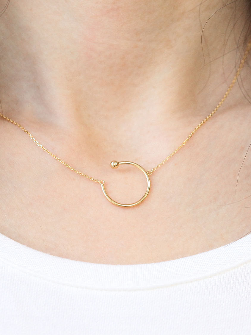 925 silver simple round necklace