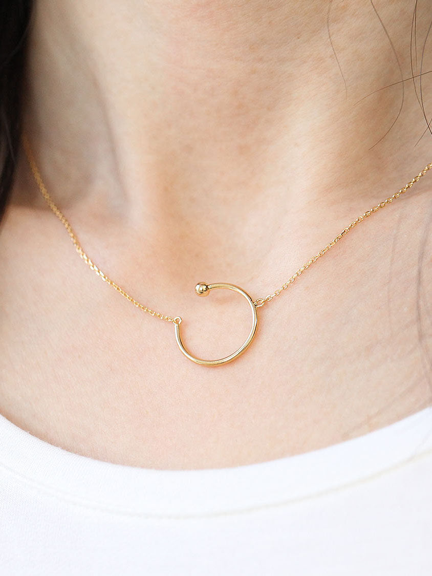 925 silver simple round necklace