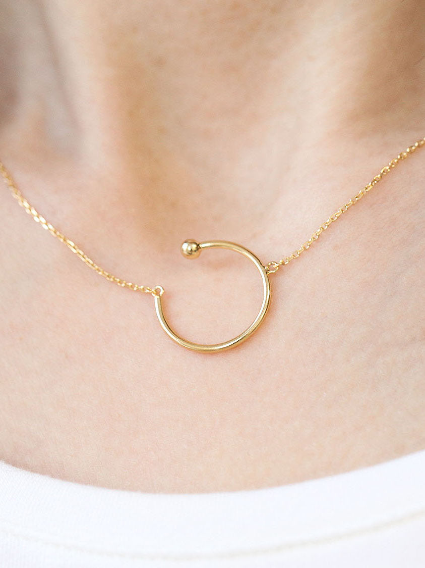 925 silver simple round necklace