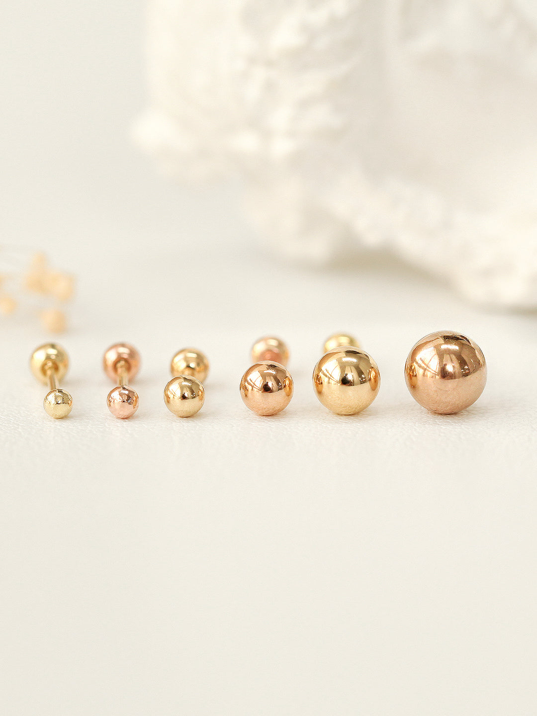 14K Gold Ball Cartilage Earring 2mm/2.5mm/3mm/4mm/5mm/6mm 20g