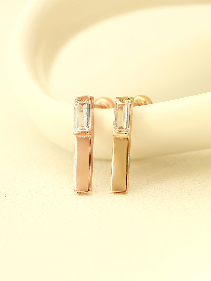 14K Gold Tepa Cubic Stick Cartilage Earring 20G18G