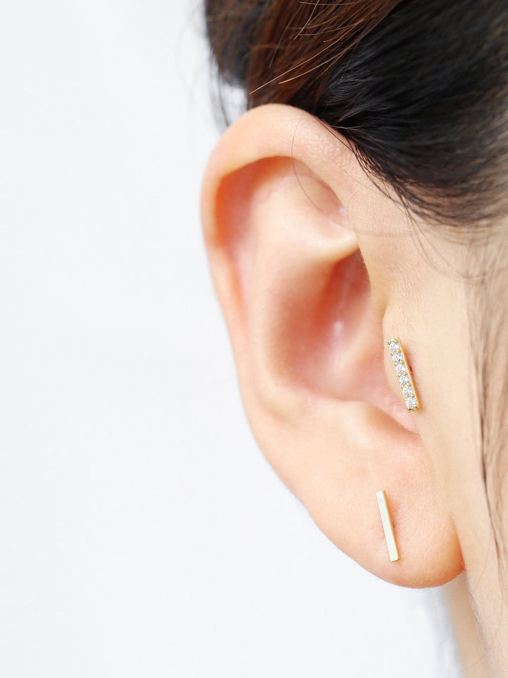 14K Gold Simple Bar earring