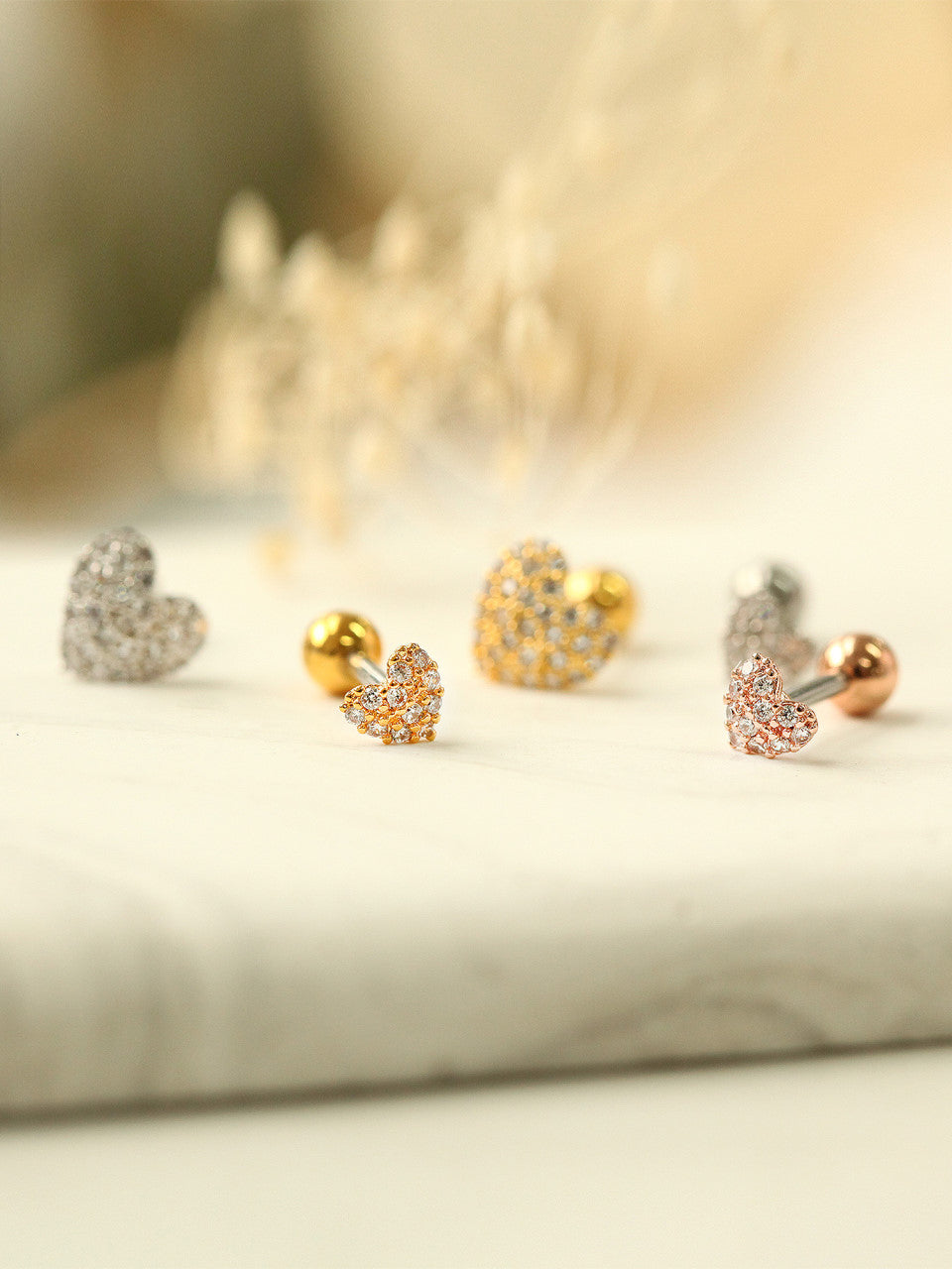 Pave heart Cartilage Earring