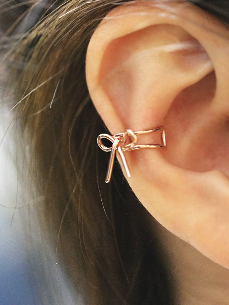 14K Gold ribbon ear cuff