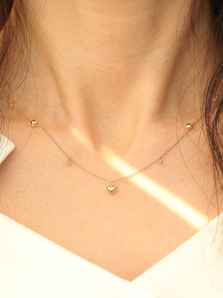 14K Gold Dainty Heart Necklace