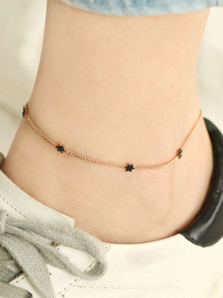 14K 18K gold Black star Anklet