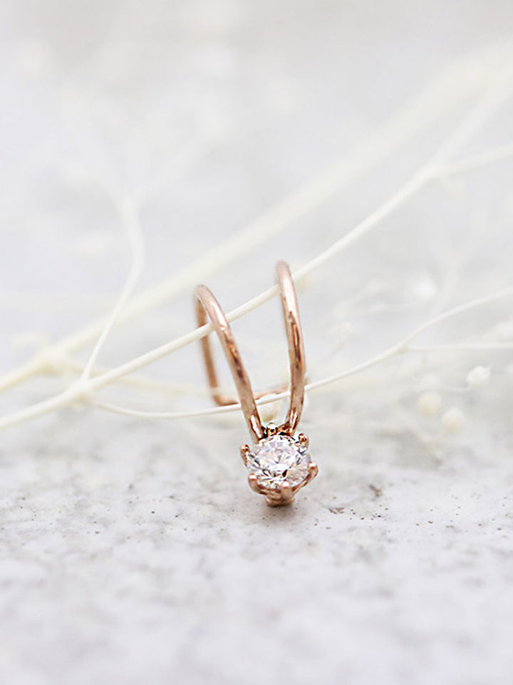 14K Gold Simple CZ ear cuff