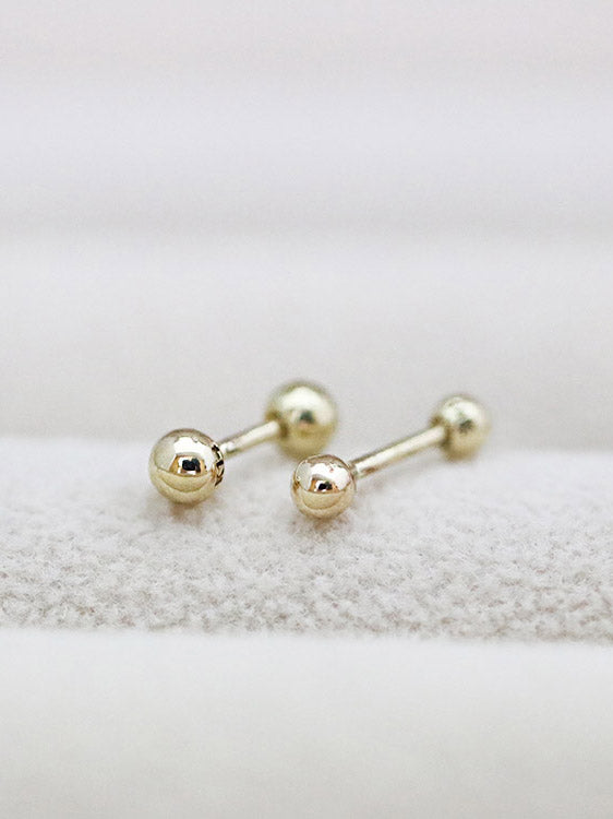 14K Gold Simple Ball Cartilage Earring 18G16G